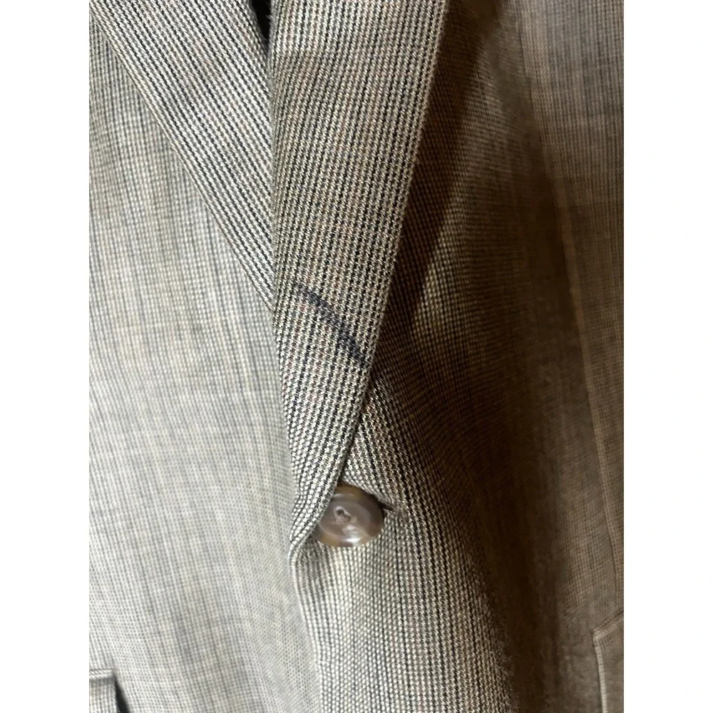 Vtg Ralph Lauren Sport Coat 48R Brown Plaid Silk‎ Wool Two Button Blazer Flawed